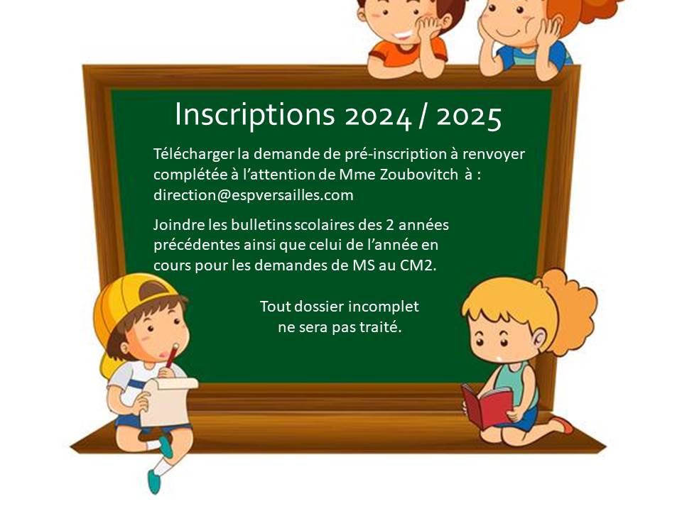 Inscriptions rentrée 2024-2025